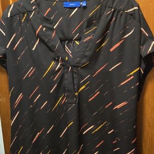 Apt. 9 Black Top with Red and Orange Streaks